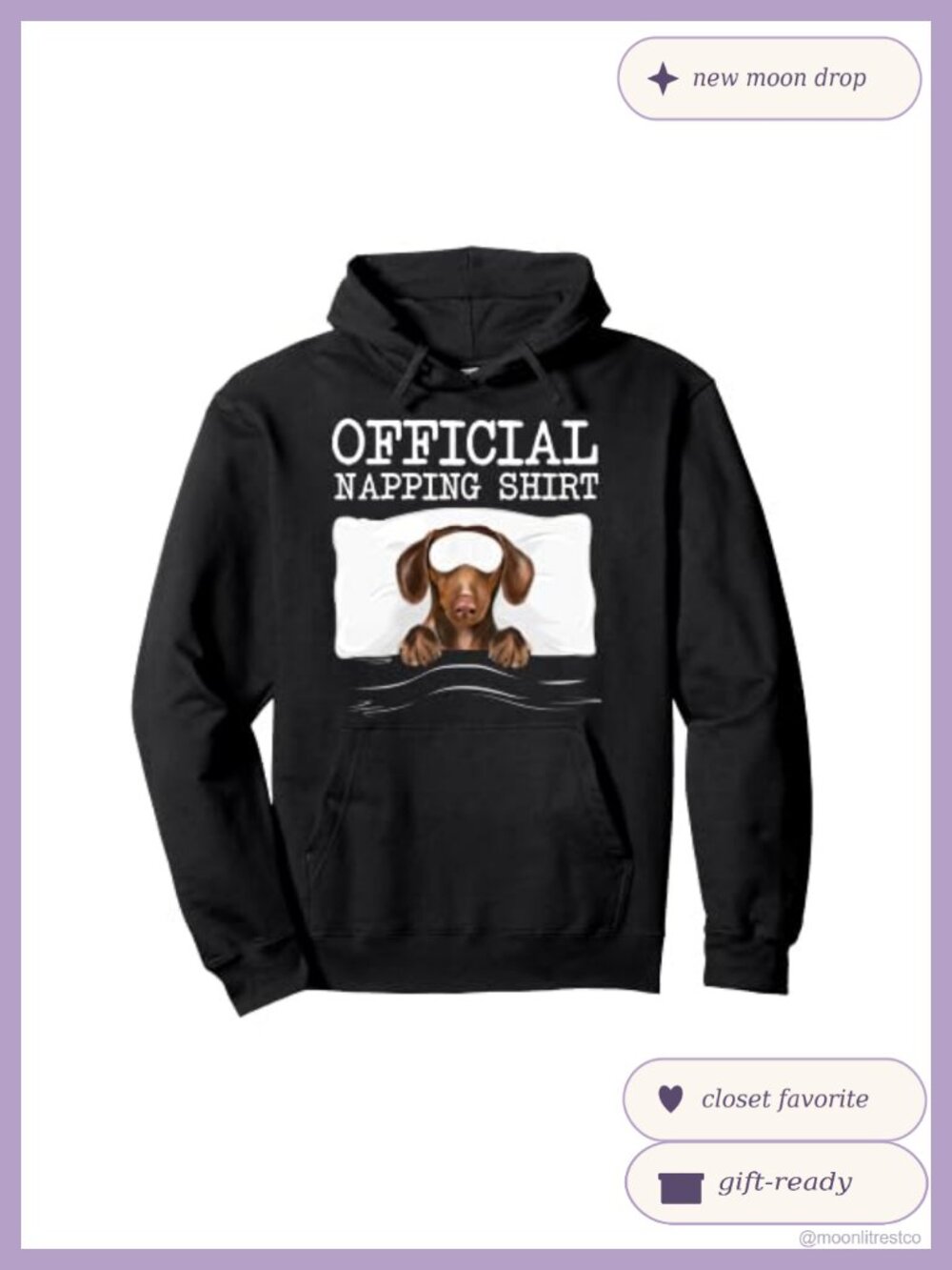 Funny Sleeping Mask Dachshund Pullover Hoodie Kangaroo Pocket